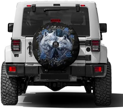 Wolf Forests at Night Moon Spare Tire Cover by Foruidea