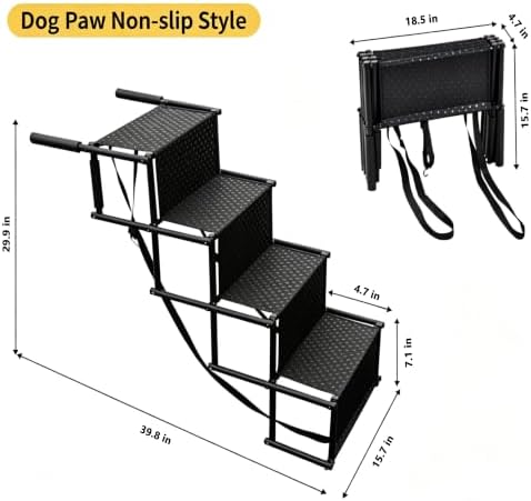 Foldable 4-Step Pet Stairs, Non-Slip Portable Dog Ladder Ramp - Image 2