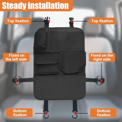 Car Backseat Organizer, Leather Auto Seat Back Kick Mats Protector, Travel - Image 4