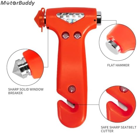 MOTORBUDDY 2-Pack Car Safety Hammer Seatbelt Cutter, Auto Emergency Escape - Image 2