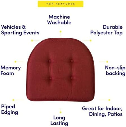 Sweet Home Collection Chair Cushion Memory Foam Pads Tufted Slip Non Skid - Image 5