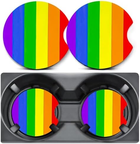 2 Pack Rainbow Car Coasters for Cup Holder, Neoprene Anti Slip Mat by Unknown