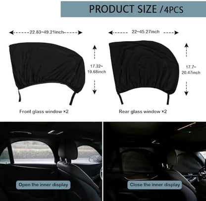 4PCS Car Window Shades with Zipper, Breathable Car Window Cover Baby Window - Image 2