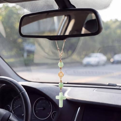 Crystal Cross Car Charm for Rearview Mirror, Car Mirror Hanging Accessories - Image 2