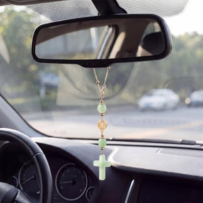 Crystal Cross Car Charm for Rearview Mirror, Car Mirror Hanging Accessories - Image 2