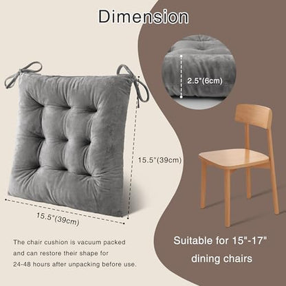 OVOV 4 Pack Chair Cushions for Dining Chairs 15.5"x15.5" Light Grey - Image 2