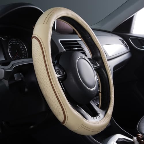CAR PASS Line Rider Universal Fit Delux Leather Steering Wheel Cover, - Image 3