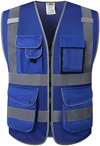 JKSafety Safety Vest for Men Women Reflective Hi Vis JK159 Blue 4XL by JKSafety