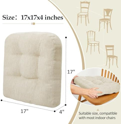downluxe Chair Cushions for Dining Chairs 4 Pack, Tufted Indoor Chair Pads - Image 4