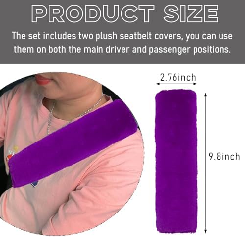 2 PCS Seat Belt Shoulder Pads, Soft Fluffy Plush Seat Belt Shoulder Strap Covers - Image 2