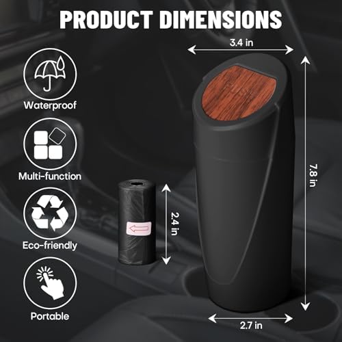 Car Trash Bin with Lid-2 Pack Car Garbage Can Cup Holder-Mini Leakproof Vehicle - Image 6