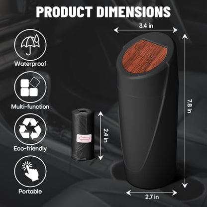 Car Trash Bin with Lid-2 Pack Car Garbage Can Cup Holder-Mini Leakproof Vehicle - Image 6
