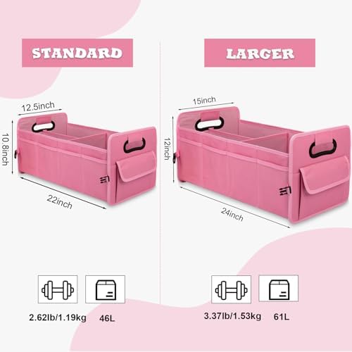 JiatuA Car Trunk Organizer, Collapsible Car Organizers and Storage Pink - Image 4