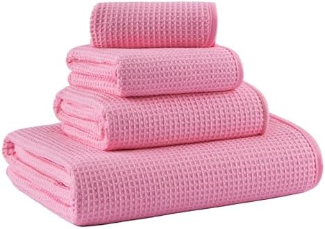 MICROFI Waffle Weave Bath Towel Set, Microfiber, 4 Pieces, Quick Dry, by Unknown