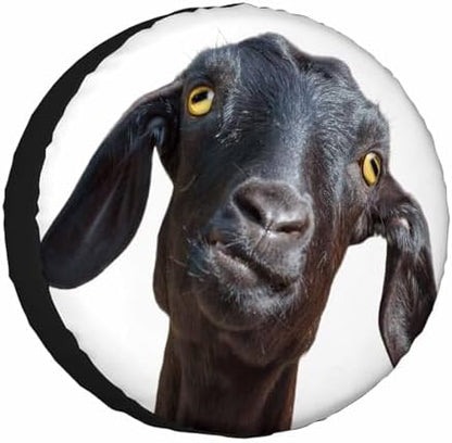 Black Goat Spare Tire Cover Cute Funny Goat Portrait by NOMEDOGYIM
