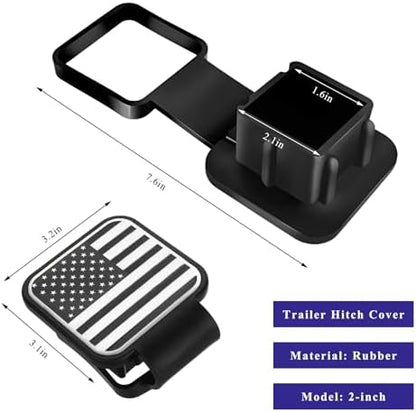 2 Inch Rubber Trailer Hitch Cover, Dustproof American Flag Hitch Cover Tube - Image 2
