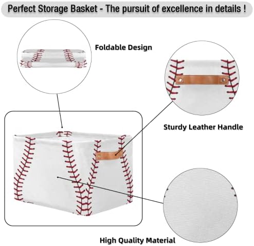 Pardick 2Pack Sports Baseball Print Large Collapsible Storage Bins, Sports - Image 3