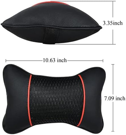2 Packs Car Neck Pillows Dual-Side PU Leather Car Headrest Support - Image 2