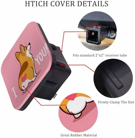 Corgi Dog Safe Hitch Cover Funny I Love You Heart Corgi Butt Square Trailer - Image 3