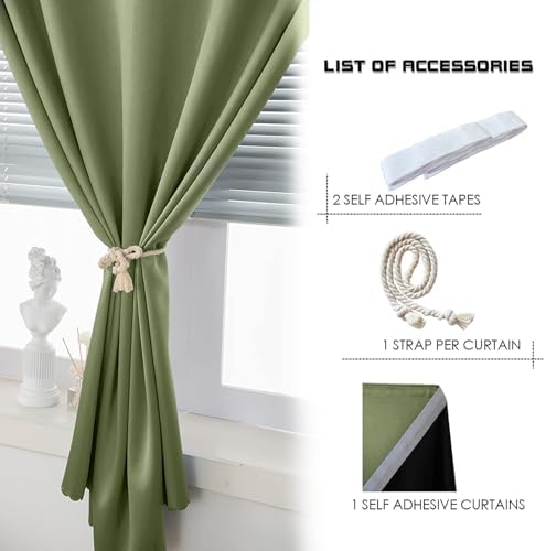 AJAZZ 100% Black Out Curtains Adhesive Blackout Temporary Curtain No Drilling - Image 4