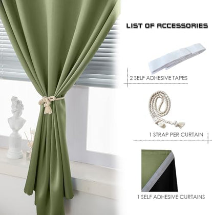 AJAZZ 100% Blackout Stick Curtain Portable Black Out Curtains Adhesive Curtains - Image 4