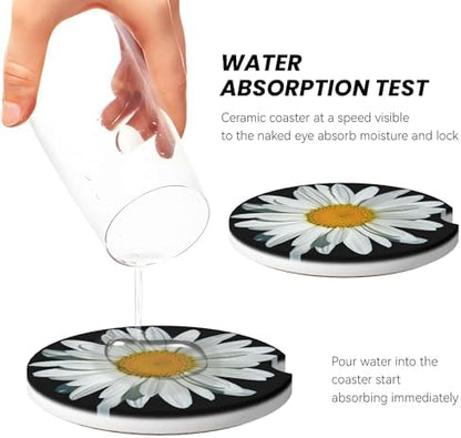 Daisy Flower Car Cup Holder Coasters 2 Pack 2.63" - Image 5