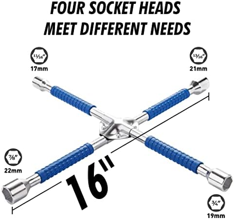 CARTMAN 16 Inch Heavy Duty Non-Slip 4-Way Universal Cross Lug Wrench - Image 2