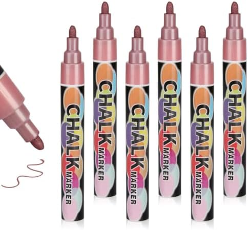 6PCS Light Pink Jumbo Liquid Chalk Markers Erasable 6mm Reversible Tip by Unknown