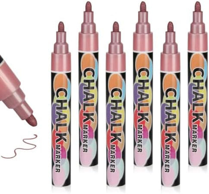 6PCS Light Pink Jumbo Liquid Chalk Markers Erasable 6mm Reversible Tip by Unknown
