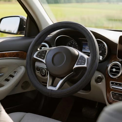HOTOR Car Leather Steering Wheel Cover Universal 14.5"-15", Diamond Quilted - Image 3