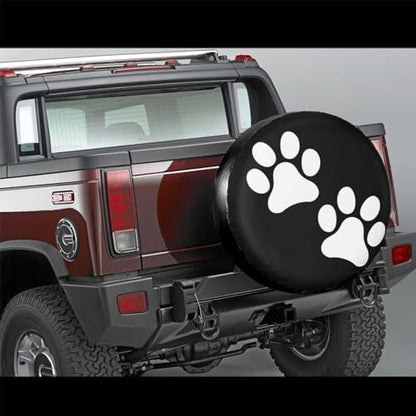 Two Paws Print Dog Pet Foot Mark Spare Tire Cover Universal Waterproof Tire - Image 2