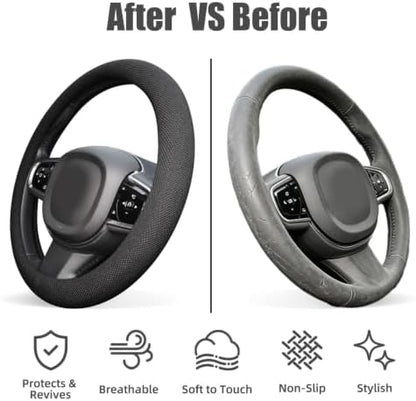 15 Inch Black Silicone Steering Wheel Cover Thermoregulating - Image 3
