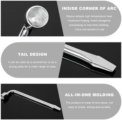 Car Spare Tire Wrench, 19mm L-Shaped Slotted End Socket Tire Replacement Tool - Image 4
