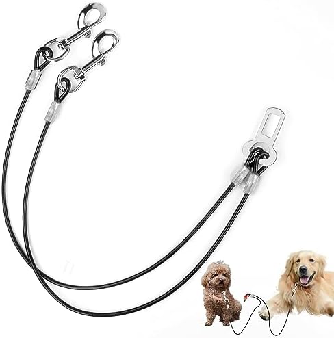 Dog Seat Belt Harness for Car, No Chew Tether Cable Vehicle Dogs Accessories by MiMetty