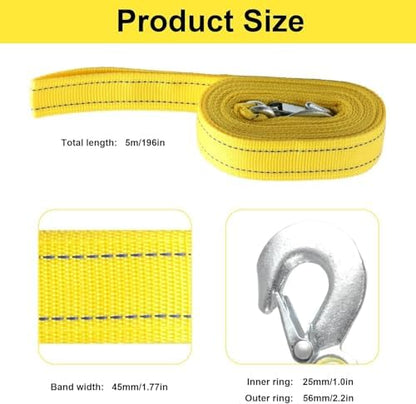 Tow Straps Heavy Duty with Hooks, 1.7" x 16.4 Ft, 227 lbs with Hooks - Image 2