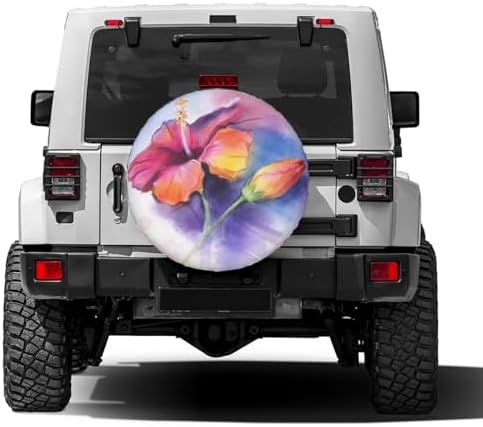 Delerain Spare Tire Cover Colorful Hibiscus Flower Wheel Covers Waterproof - Image 2