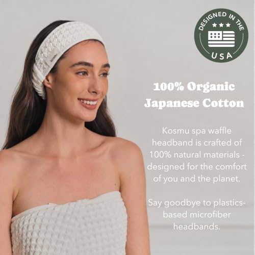 Luxury Organic Japanese Cotton Waffle Spa Headband - Image 3