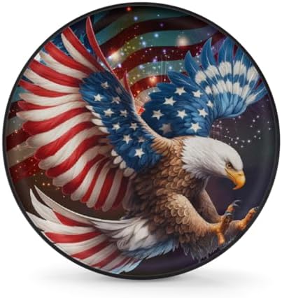 Spare Tire Cover for RV Trailer, American Flag Eagle Waterproof Sun Leather by cfpolar