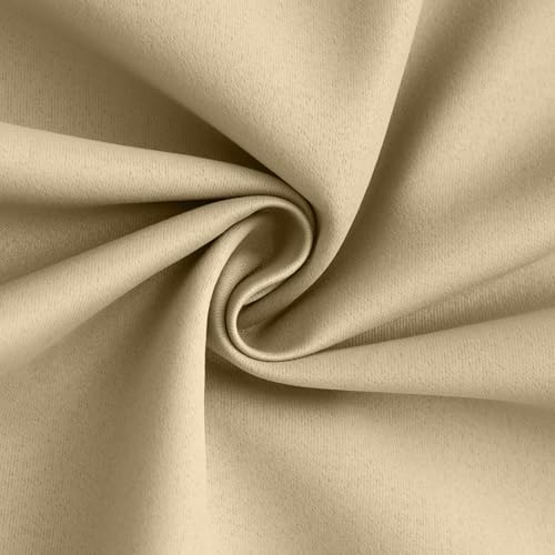 Yakamok Beige 100% Blackout Curtains 63 Inches Long - Image 3