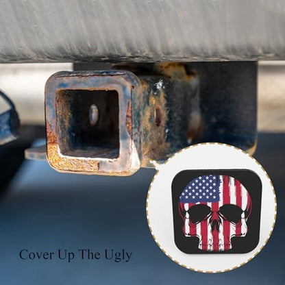 Skull USA Flag Trailer Hitch Receiver Cover Cap Head Skeleton American Star - Image 4