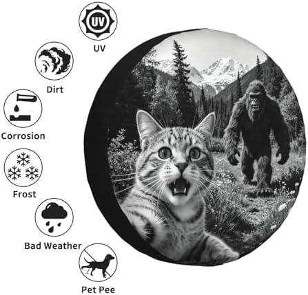 Cat Selfie with Bigfoot Spare Tire Cover Waterproof Wheel Cover 16 Inch - Image 6