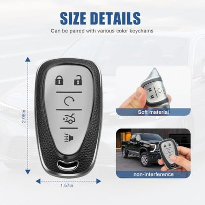 for Chevy Key Fob Cover, 5 Buttons TPU Leather Texture Key Cover - Image 5