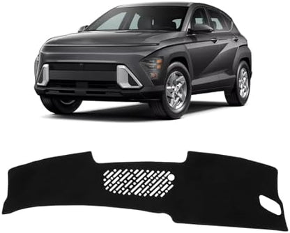 KUST Black Dash Cover for Hyundai Kona 2024 2025 2026 Polyester Dashboard Cover by KUST