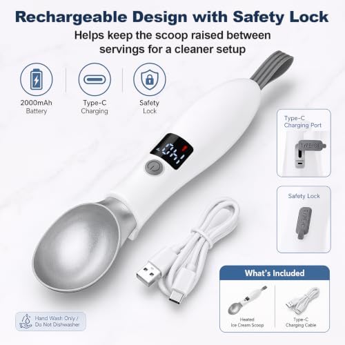 GVODE Heated Ice Cream Scoop, Rechargeable Electric Scooper, LED Display - Image 7