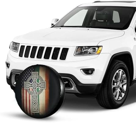 Retro American Irish Cross St. Patrick's Day Flag Spare Tire Cover, 15 inch - Image 2