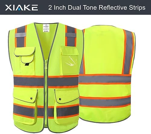 XIAKE 9 Pockets Class 2 High Visibility Reflective Safety Vest - Image 2