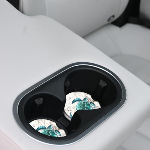 2 Pack Sea Turtles Pattern Absorbent Car Coasters - Image 6