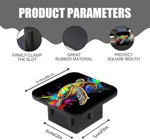 Trailer Hitch Cover Colorful Sea Turtle Square 2 Inch Receiver Tube Plug Cover - Image 2