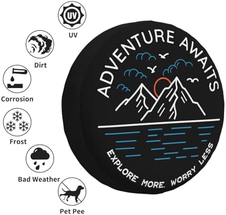 Adventure Awaits Spare Tire Cover Wheel Protectors Weatherproof Universal Wheel - Image 5