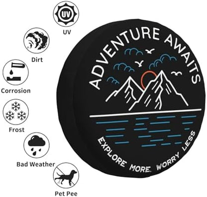 Adventure Awaits Spare Tire Cover Wheel Protectors Weatherproof Universal Wheel - Image 5